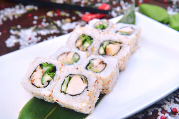 Sushi set, Japanese food, roll, Fresh and delicious sushi Japanese food.Image of Japanese food