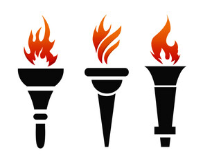 torch Collection Black design with flame illustration with Background White