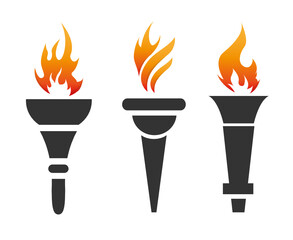 torch Collection Black design with flame illustration with Background White