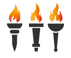 abstract torch Collection Black design icon illustration with White Background