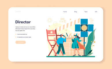 Movie director web banner or landing page. Film director leading