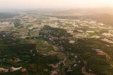 An aerial view of China's stunning terraces, agricultural development and water conservation.
