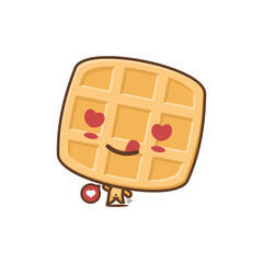 cute waffle cartoon mascot