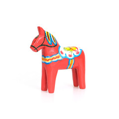 Red dalarn horse: Gift figurine from Sweden isolated on white background