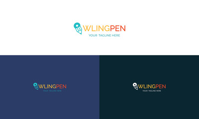 Wling pen Flat style pencil icon or logo design element, editable abstract vector, design template premium.
