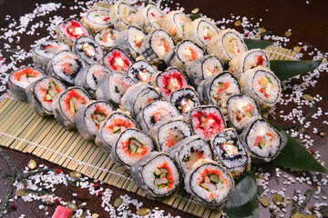 Sushi set, Japanese food, roll, Fresh and delicious sushi Japanese food.Image of Japanese food