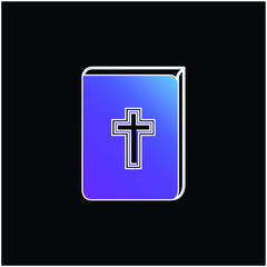 Bible With Cross Sign In Front blue gradient vector icon