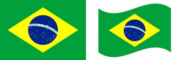 Fototapeta premium Brazil Flag. vector illustration. Brazil national flag set vector illustration. Illustration of the Brazil flag. brazil official national flag.