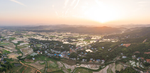 An aerial view of China's stunning terraces, agricultural development and water conservation.