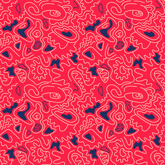 Seamless artwork with cute hand drawn abstract line pattern