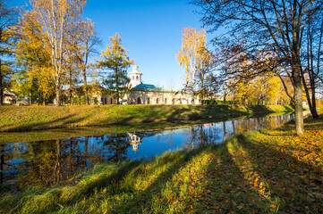 View of city park in autumn