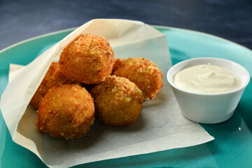 beer snack fried breaded mozzarella balls