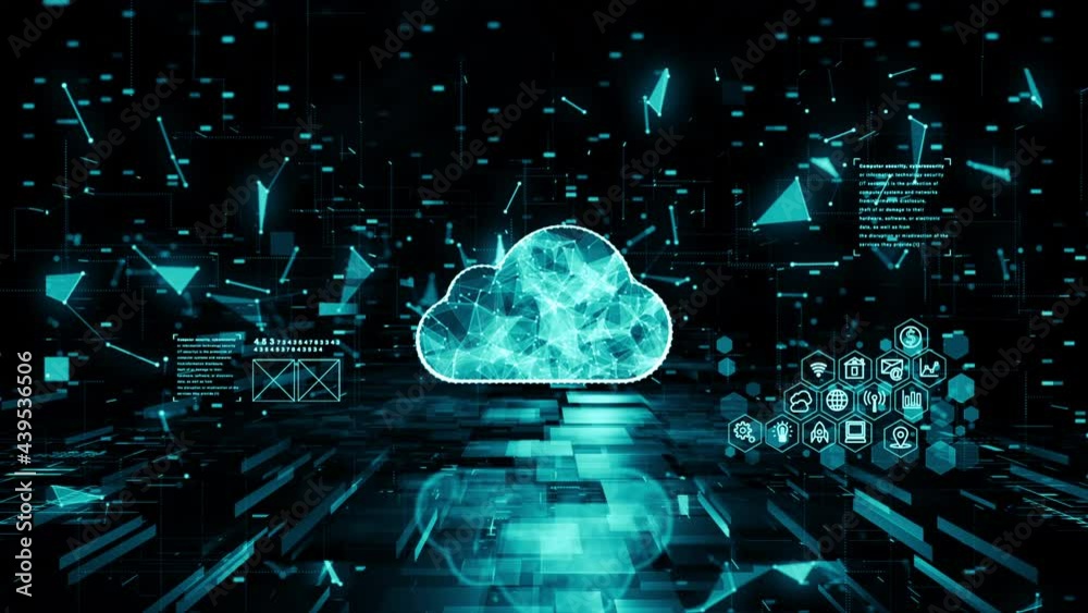 Poster digital cloud computing of cyber security, digital data network protection, future technology networ