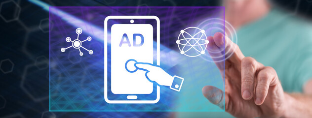 Man touching an advertising concept