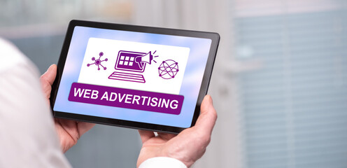 Web advertising concept on a tablet