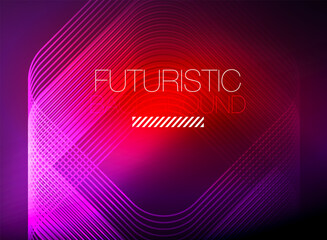 Neon color square shape lines abstract background. Shiny magic energy and motion concept, vector abstract wallpaper background