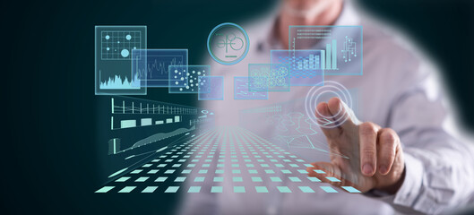 Man touching a business digital interface concept