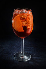 Aperol spritz cocktail on dark background - Image