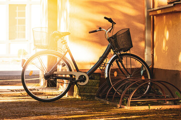 Fototapeta na wymiar City bicycle with basket