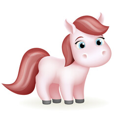 Pony animal cute horse cartoon girl beautiful isolated 3d design vector illustration