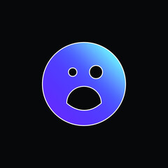Black Eye And Opened Mouth Emoticon Square Face blue gradient vector icon