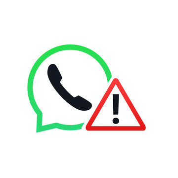 Dial icon on speech bubble. Talk bubble with warning sign. Message or call error, problem. Communication concept. Illustration vector