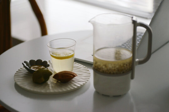 Home made delicious drinks, on the desk at home