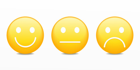 Emoticon set collection. 
Happy, flat, disappointed emoji. Illustration vector