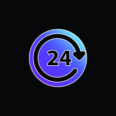 24 Hour Daily Service blue gradient vector icon