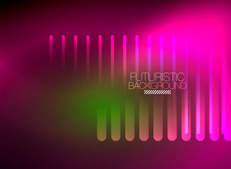 Bright neon color techno abstract background, shiny glowing neon lines in the dark background
