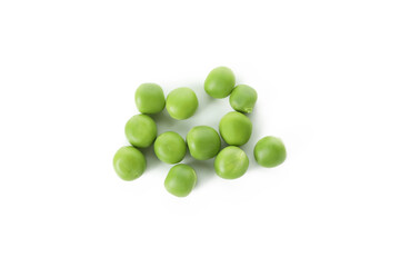 Green pea seeds isolated on white background