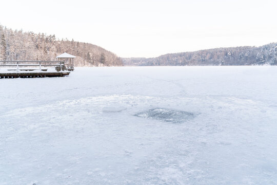 Ice-Hole At Frozen Lake
