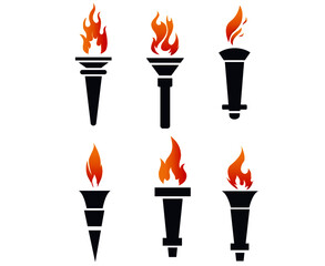 abstract torch Blue signs flame vector design illustration with White Background