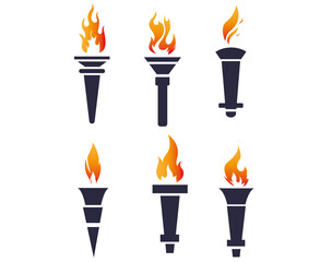 abstract torch Blue signs flame vector design illustration with White Background