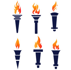 abstract torch Blue signs flame vector design illustration with White Background