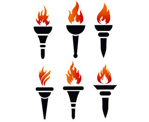 abstract torch Collection design logo illustration on White Background