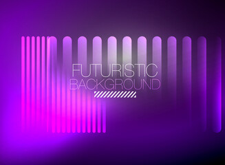 Bright neon color techno abstract background, shiny glowing neon lines in the dark background