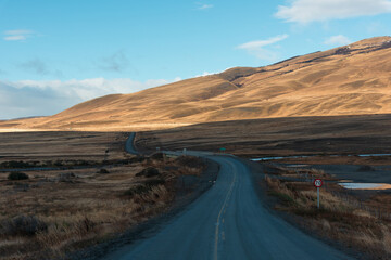 Fototapeta na wymiar Road trip in Chile, South America, beautiful roads, beautiful grasslands.