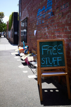 Suburban Melbourne street with free stuff left for passers by