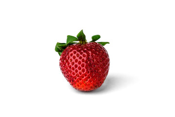 Ripe strawberry isolated on white background.