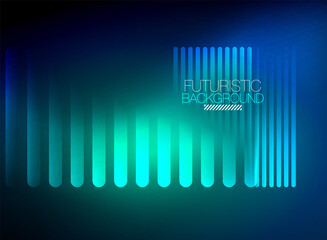 Bright neon color techno abstract background, shiny glowing neon lines in the dark background
