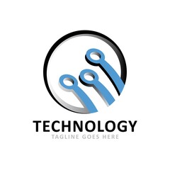 Set of abstract digital technology logo.