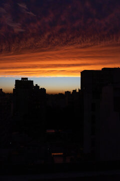 beautiful sunset at the city