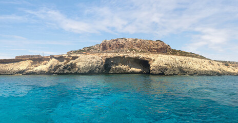 The coast with caves near Protaras. Cyprus.