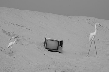A Television set on the beach
