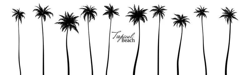 Poster Set of black silhouettes of palm trees. Vector illustration © VETOCHKA
