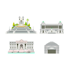 Cartoon symbols of Rome, Italy. Popular tourist architectural object. Rome icons set.