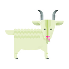Goat. Cute Animal with Tongue. Modern Flat Vector Illustration. Social Media Template.