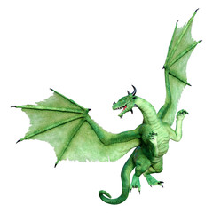 3D Rendering Fairy Tale Dragon on White