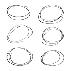 A set of frames, drawn with a pencil by hand. Loosely drawn circles for sketching. Vector.
